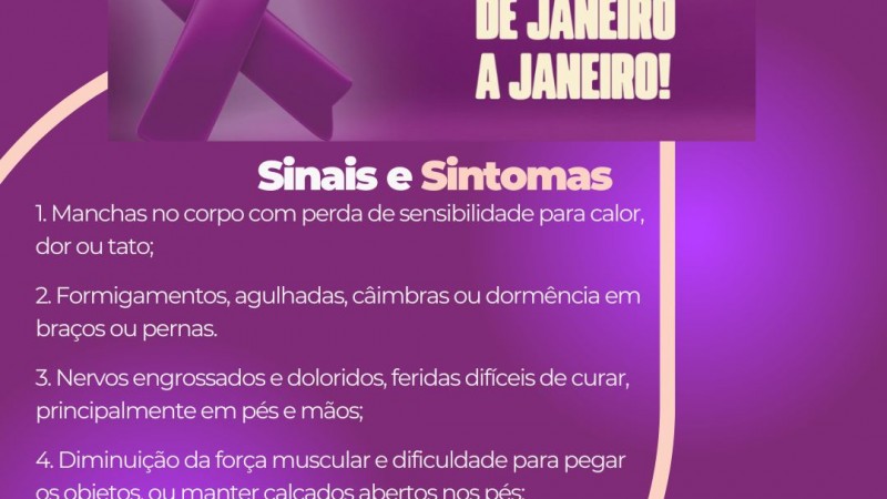 Divulgação Card Hanseníase Janeiro Roxo Sinais e Sintomas   Eduardo Neves