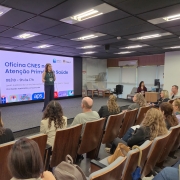 Foto abertura da apresentação da oficina de capacitação de CNES na aps